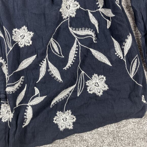 J Jill Blouse Womens Extra Large Petite Embroidered Floral Boho Flowy Buttons - Picture 6 of 15